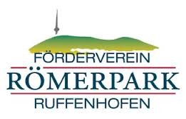 Logo des Fördervereins Römerpark Ruffenhofen mit dem Hesselberg im Hintergrund